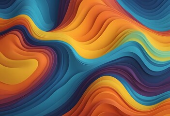 Wavy colorful background with 3D style. Modern liquid background. Abstract textured background with mixing, purple, blue, yellow, and orange colors.