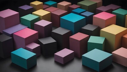 Obraz premium Spectrum of stacked multi-colored wooden blocks