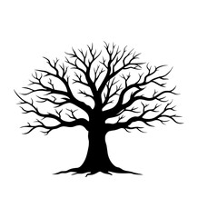 old dead leaning oak tree silhouette vector adobe illustrator