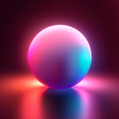 Obraz premium Glowing neon gradient sphere, luminous vibrant colors, radiant abstract orb