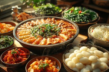 Obraz premium flavors of a close-up shot of traditional Asian soup, a hearty and wholesome delicacy cherished for its health benefits and authentic taste.