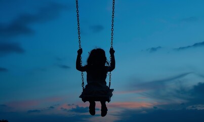 The silhouette conveys the joyful essence of the person on the swing.