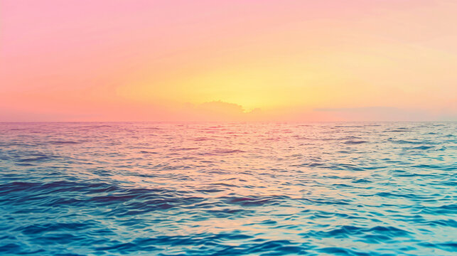 Vibrant summer gradient tropical background, sunset colors over ocean, paradise vibes