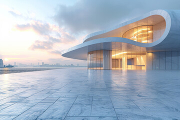 Fototapeta premium Modern buildings by the lake. The modern urban skyline is in the background. 