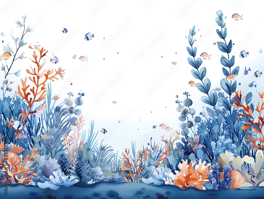 Wall mural Sea theme thank you card featuring a serene underwater scene and elegant typography - Wall murals