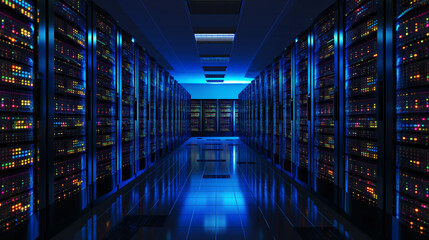 A data warehouse or server room that stores large amounts of data in preparation for analysis and insights.