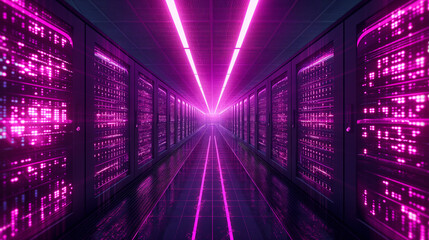 Obraz premium A data warehouse or server room that stores large amounts of data in preparation for analysis and insights.