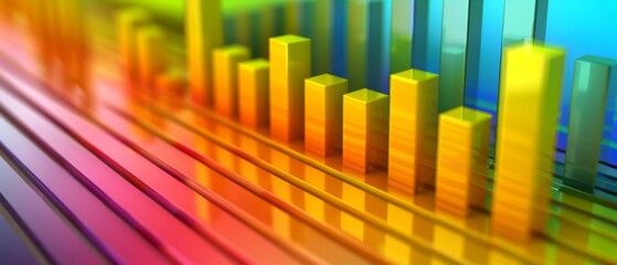 Obraz premium Dynamic Statistical Charts on Paper Texture Background with Vibrant Colors and Versatile Camera Angles for Copy Space