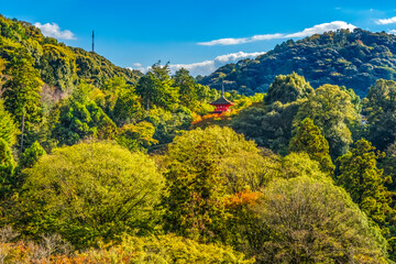 Colorful Red Koyasu Pagoda Kiyomizu Buddhist Temple Kyoto Japan