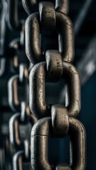 Naklejka premium Close-Up of Steel Chain Links 