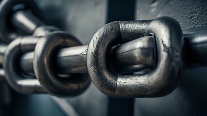 Naklejka premium Close-Up of Steel Chain Links 