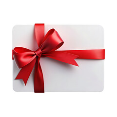 blank white gift card with red ribbon bow png