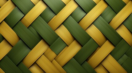 Unique bamboo weave texture design in flat illustration style. Seamless pattern with natural green and brown hues.