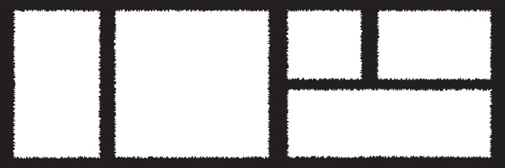 Torn paper with rough edge. Paper rectangle shapes with jagged border. Grunge strip background. Vector silhouettes isolated set. 11:11