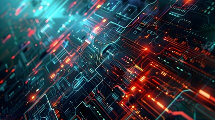 Obraz premium Abstract futuristic electronic circuit illustration