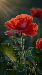 Fototapeta premium red rose with water droplets Generative Ai 