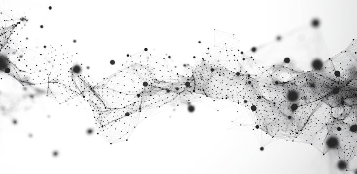 Particle black gray theme technology Futuristic reticulum particle technology molecule motion background black gray hi-tech on white and transparent background