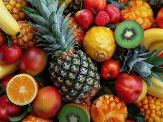 Pineapple with various fruits