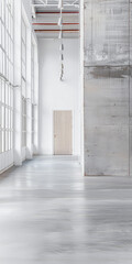 Industrial warehouse spaces in neutral colors with copyspace for text.