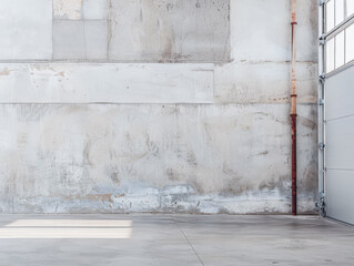 Industrial warehouse spaces in neutral colors with copyspace for text.
