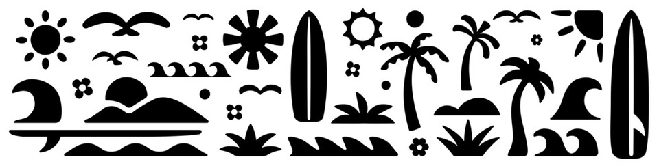 Fototapeta premium Beach icon. Summer elements silhouette.