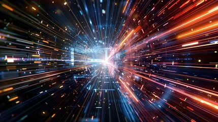 Fototapeta premium Futuristic technology lines background with light effects