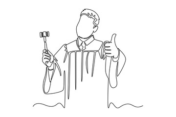 Law concept. Single line draw design. Full length animation illustration. High quality 4k footage.