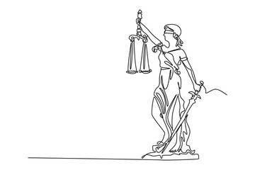 Law concept. Single line draw design. Full length animation illustration. High quality 4k footage.