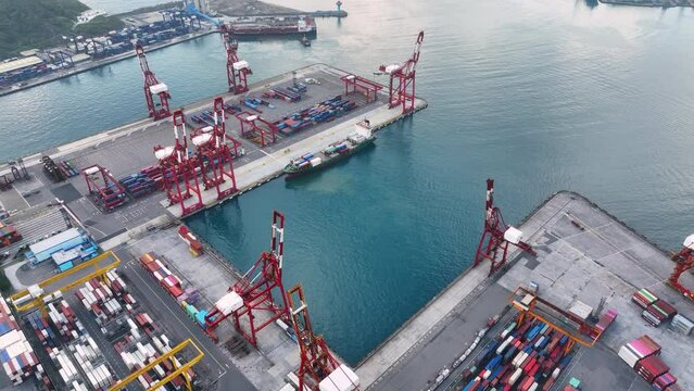 Aerial view of  Keelung, port Taiwan.transportation concept	
