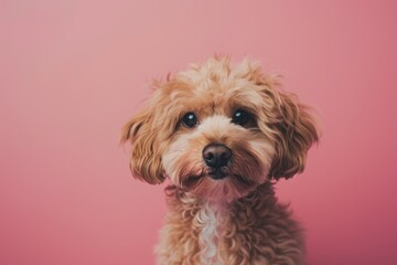 A focused and isolated shot of a dog against a solid-colored backdrop, perfect for design projects