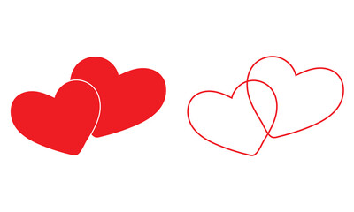 Zwei rote herzen. isolated on white background. EPS10