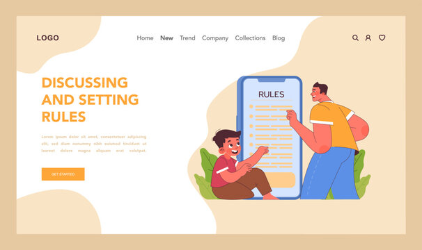 Discussing and setting rules concept. Flat vector illustration