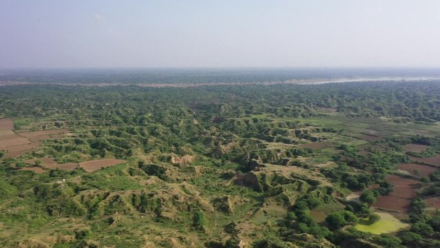 An Aerial shot of Chambal at Madhya Pradesh, India 