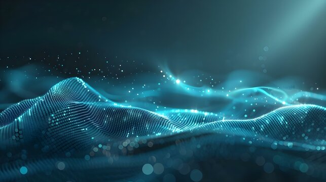 Abstract digital wave of particles with a futuristic point