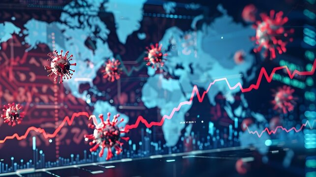 Global business statistics charts background during a pandemic - Powered by Adobe