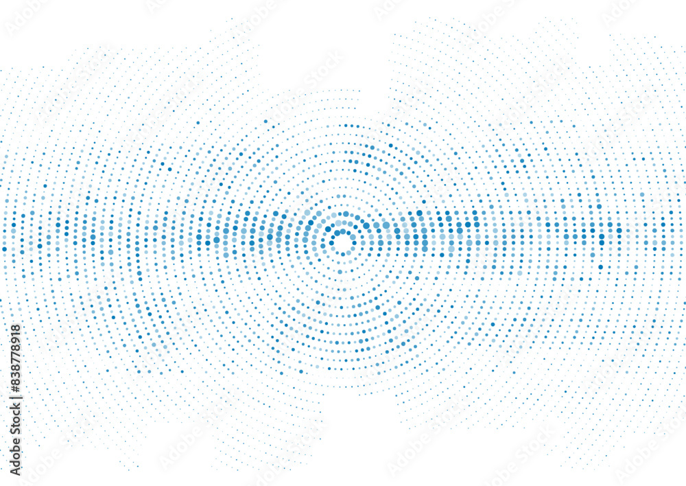 Poster futuristic minimal tech light blue halftones dotted circles abstract background. geometric vector de