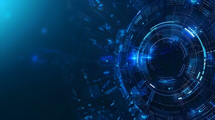 Fototapeta premium Blue technology background with abstract digital tech elements