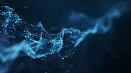 Abstract polygonal background with lines, dots, and glowing effects