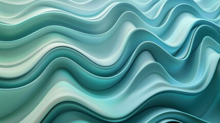 Obraz premium Abstract fluid waves in shades of teal, turquoise, and blue. Smooth flowing patterns creating a soothing and serene visual art piece.