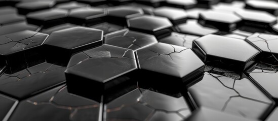 Fototapeta premium Black Hexagonal Tiles Background