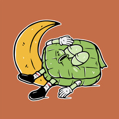 sleeping ketupat vector character illustration