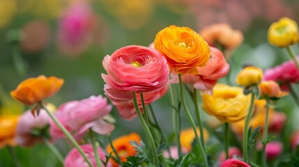 Obraz premium Ranunculus Flowers in the Garden