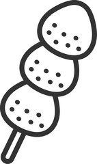 いちご飴のアイコン（線画）のイラスト