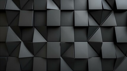 Fototapeta premium Black 3D wall background with semigloss tiles