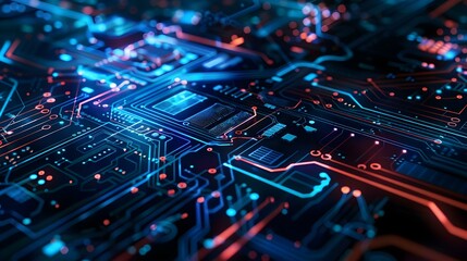 Abstract circuit board futuristic technology processing