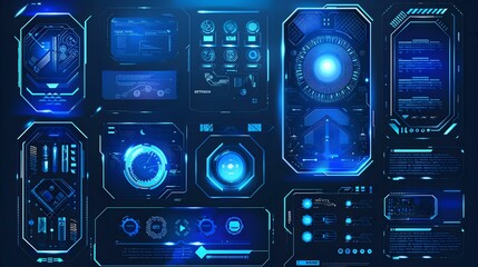 Futuristic blue layout for brochures, flyers, and placards