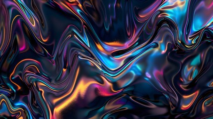 Iridescent liquid with undulations and swirls
