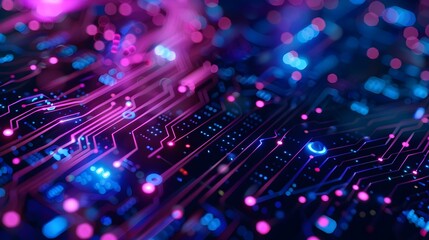 Blue and Purple technology background with circuit design