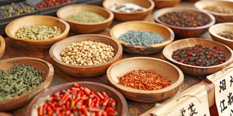 Fototapeta premium Traditional Chinese Medicine Herbs Assortment