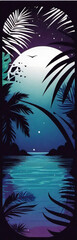 Bookmark with a tropical night 